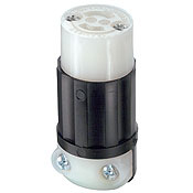 ML1-C Cable Mount Non-Grounding Locking Connector, 125 V AC, 15 A, 2 Poles, 2 Wires, Black/White