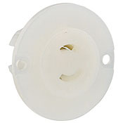 ML1-PER Non-Grounding Receptacle Locking Flanged Outlet, 125 V AC, 15 A, 2 Poles, 2 Wires, White