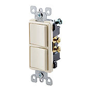 5634-E Decora Dual Grounding Combination Switch, 15 A, 120/277 V AC, 1 Poles