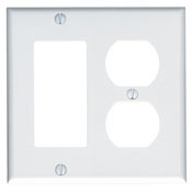 80455 Decora Standard Size Combination Wall Plate, 2 Gangs, 4.56 in W x 4.5 in H, Thermoset, Brown