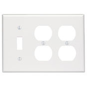 85047 Standard Size Combination Wall Plate, 3 Gangs, 6.38 in W x 4.5 in H, Thermoset, Brown