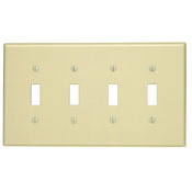 80512-W Midway Size Traditional Wall Plate, 4 Gangs, 8.56 in W x 4.875 in H, Thermoset, White