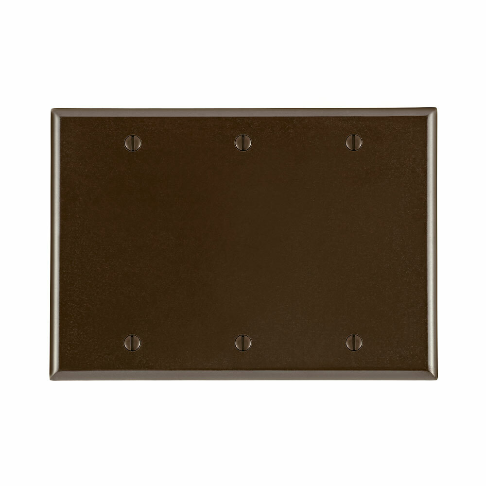 85033 Standard Size Blank Wall Plate, 3 Gangs, 6.38 in W x 4.5 in H, Thermoset Plastic, Brown