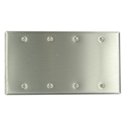 84064-40 Standard Size Blank Wall Plate, 4 Gangs, 8.19 in W x 4.5 in H, 302 Stainless Steel