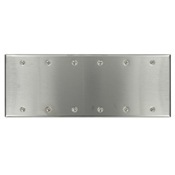 84066-40 Standard Size Blank Wall Plate, 6 Gangs, 11.81 in W x 4.5 in H, 302 Stainless Steel