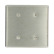 84034-40 Standard Size Blank Wall Plate, 2 Gangs, 4.56 in W x 4.5 in H, 302 Stainless Steel