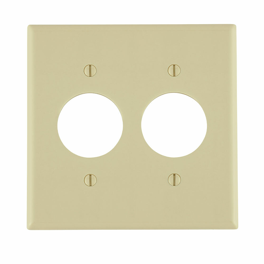86052 Standard Size Traditional Wall Plate, 2 Gangs, 4.56 in W x 4.5 in H, Thermoset, Ivory