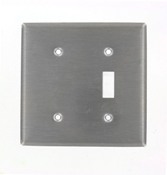 84077-40 Blank Standard Size Combination Wall Plate, 2 Gangs, 4.56 in W x 4.5 in H, 302 Stainless Steel