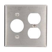 84046-40 Standard Size Combination Wall Plate, 2 Gangs, 4.56 in W x 4.5 in H, 302 Stainless Steel