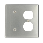 84087-40 Blank Standard Size Combination Wall Plate, 2 Gangs, 4.56 in W x 4.5 in H, 302 Stainless Steel