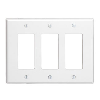 80611-W Decora Midway Size Wall Plate, 3 Gangs, 6.75 in W x 4.88 in H, Thermoset, White