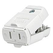 102-WP Cable Mount Light Duty Non-Grounding Polarized Straight Blade Connector, 125 V AC, 15 A, 2 Poles, 2 Wires, White