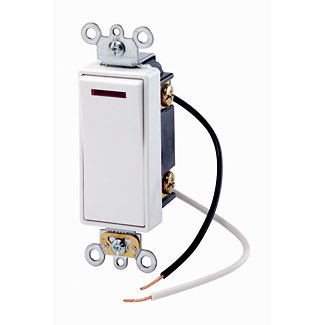 5639-2W Self-Grounding Pilot Light Illuminated On Neutral AC Quiet Switch, 277 V AC, 20 A, 2 hp Power Rating