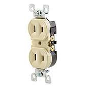 223-I Duplex Non-Grounding Traditional Straight Blade Receptacle, 125 V AC, 15 A, 2 Poles, 2 Wires, Ivory