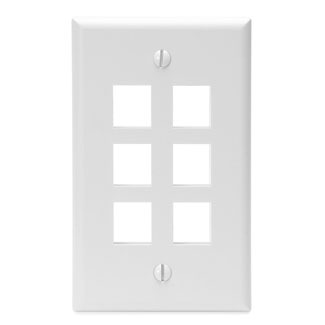 41080-6WP QuickPort Standard Size Wallplate, 1 Gang, 2-3/4 in W, Plastic, Surface Mount