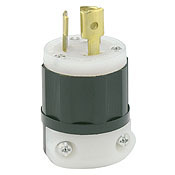 4720-C 1-Phase Grounding Cable Mount Locking Plug, 125 V AC, 15 A, 2 Poles, 3 Wires, Black/White