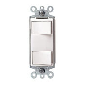 1754-2W Decora Dual Grounding Combination Switch With Screw Terminals, Push-In Wiring, 15/20 A, 120 V AC, 1 Poles