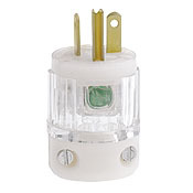8315-CT Cable Mount Grounding Straight Blade Plug, 125 V AC, 20 A, 2 Poles, 3 Wires, Transparent