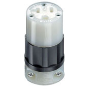 53CM-69C Cable Mount Grounding Straight Blade Connector, 125 V AC, 20 A, 2 Poles, 3 Wires, White/Yellow