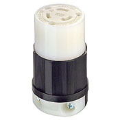 2313 1-Phase Grounding Cable Mount Locking Connector, 125 V AC, 20 A, 2 Poles, 3 Wires, Black/White