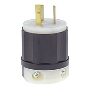 2331 1-Phase Grounding Cable Mount Locking Plug, 277 V AC, 20 A, 2 Poles, 3 Wires, Black/White