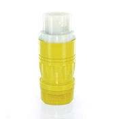 6364CR Grounding Locking Connector, 125/250 V AC, 50 A, 3 Poles, 4 Wires, White/Yellow
