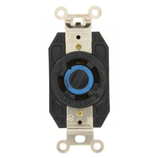 2750 3-Phase Y Non-Grounding Locking Receptacle, 120/208 V AC, 30 A, 4 Poles, 4 Wires, Black