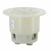 2436 3-Phase Grounding Receptacle Locking Flanged Outlet, 480 V AC, 20 A, 3 Poles, 4 Wires, White