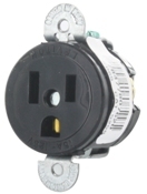 5258-SS Heavy Duty Grounding Short Strap Single Straight Blade Receptacle, 125 V AC, 15 A, 2 Poles, 3 Wires, Black