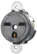 5658-SS Heavy Duty Grounding Short Strap Single Straight Blade Receptacle, 250 V AC, 15 A, 2 Poles, 3 Wires, Black