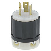 2341 1-Phase Grounding Cable Mount Locking Plug, 480 V AC, 20 A, 2 Poles, 3 Wires, Black/White