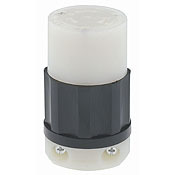 2343 1-Phase Grounding Cable Mount Locking Connector, 480 V AC, 20 A, 2 Poles, 3 Wires, Black/White