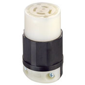 2443 3-Phase Non-Grounding Cable Mount Locking Connector, 120/208 V AC, 20 A, 4 Poles, 4 Wires, Black/White