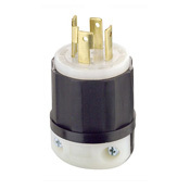 2761 3-Phase Non-Grounding Cable Mount Locking Plug, 277/480 V AC, 30 A, 4 Poles, 4 Wires, Black/White