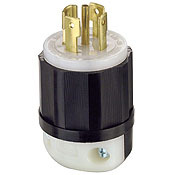 2811 3-Phase Grounding Cable Mount Locking Plug, 120/208 V AC, 30 A, 4 Poles, 5 Wires, Black/White