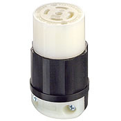2813 3-Phase Grounding Cable Mount Locking Connector, 120/208 V AC, 30 A, 4 Poles, 5 Wires, Black/White