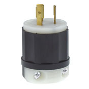 2371 3-Phase Non-Grounding Cable Mount Locking Plug, 250 V AC, 20 A, 3 Poles, 3 Wires, Black/White