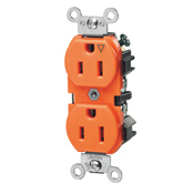 5262-IG Heavy Duty Isolated Ground Straight Blade Duplex Receptacle, 125 V AC, 15 A, 2 Poles, 3 Wires, Orange