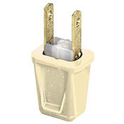 123-I Cable Mount Non-Grounding Non-Polarized Straight Blade Plug, 125 V AC, 10 A, 2 Poles, 2 Wires, Ivory