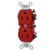 5262-IGR Duplex Heavy Duty Straight Blade Receptacle, 125 V AC, 15 A, 2 Poles, 3 Wires, Red