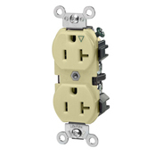 5362-IGI Heavy Duty Isolated Ground Duplex Receptacle, 125 V AC, 20 A, 2 Poles, 3 Wires, Ivory