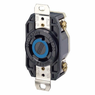 2720 3-Phase Grounding Locking Receptacle, 250 V AC, 30 A, 3 Poles, 4 Wires, Black