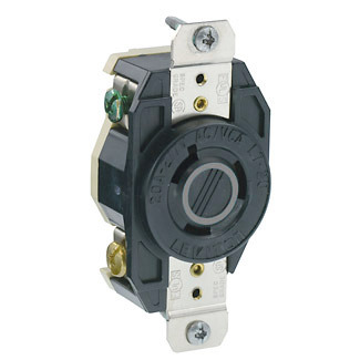 2330 Grounding Single Locking Receptacle, 277 V AC, 20 A, 2 Poles, 3 Wires, Black