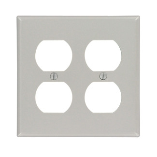 87016 Standard Size Wall Plate, 2 Gangs, 4.56 in W x 4.5 in H, Thermoset, Gray