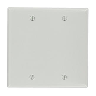 87025 Standard Size Blank Wall Plate, 2 Gangs, 4.56 in W x 4.5 in H, Thermoset Plastic, Gray