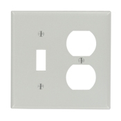 87005 Standard Size Traditional Combination Wall Plate, 2 Gangs, 4.56 in W x 4.5 in H, Thermoset, Gray