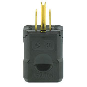 5256-VB Cable Mount Grounding Straight Blade Plug, 125 V AC, 15 A, 2 Poles, 3 Wires, Black