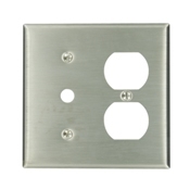 84078-40 Standard Size Combination Wall Plate, 2 Gangs, 4.56 in W x 4.5 in H, 302 Stainless Steel