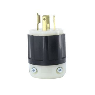 3431-GC Cable Mount Grounding Locking Plug, 120/208 V AC, 30 A, 3 Poles, 4 Wires, Black/White