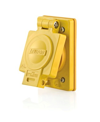 65W34 Grounding Single Locking Receptacle, 277 V AC, 15 A, 2 Poles, 3 Wires, Yellow